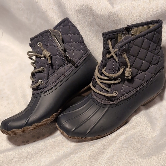 Sperry Quilted Charcoal Duck Boots Winter Boots - Picture 1 of 9